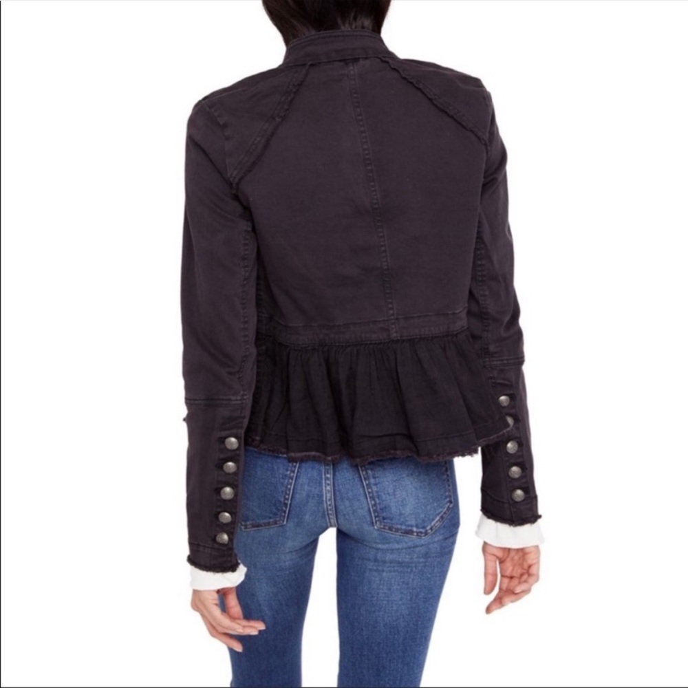 FREEPEOPLE ruffle hem military style peplum jacket